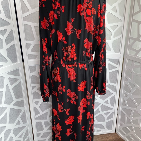 Tory Burch Floral Jersey Dress in Black Mountain Paisley sz L Large - Picture 10 of 16